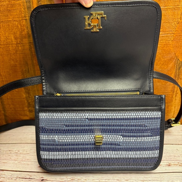 RALPH LAUREN Sophee Small Striped Woven Leather Crossbody - Picture 6 of 8